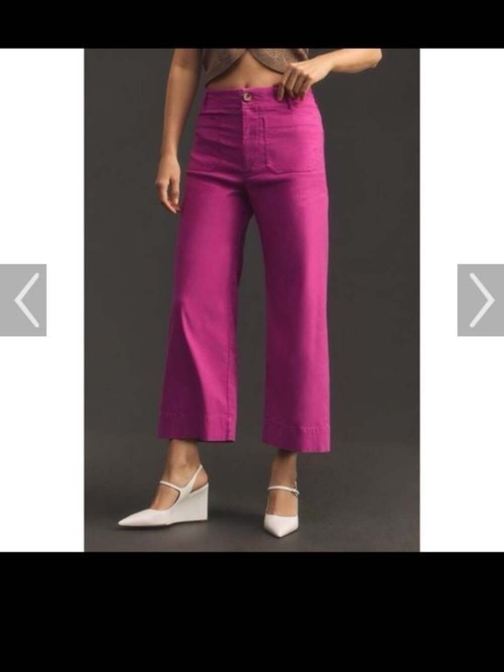 Maeve Colette Wide Leg Linen Blend Pants in Bright Fuchsia Pink